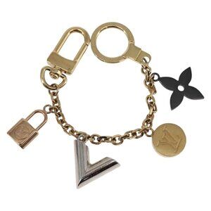 LOUIS VUITTON Chain Caleido V Charm Key Holder metal Gold